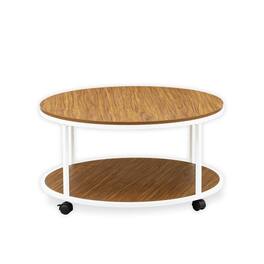 East West Furniture - Harley Round Coffee Table for Living Room, Mid Century Modern Coffee Table - Brown