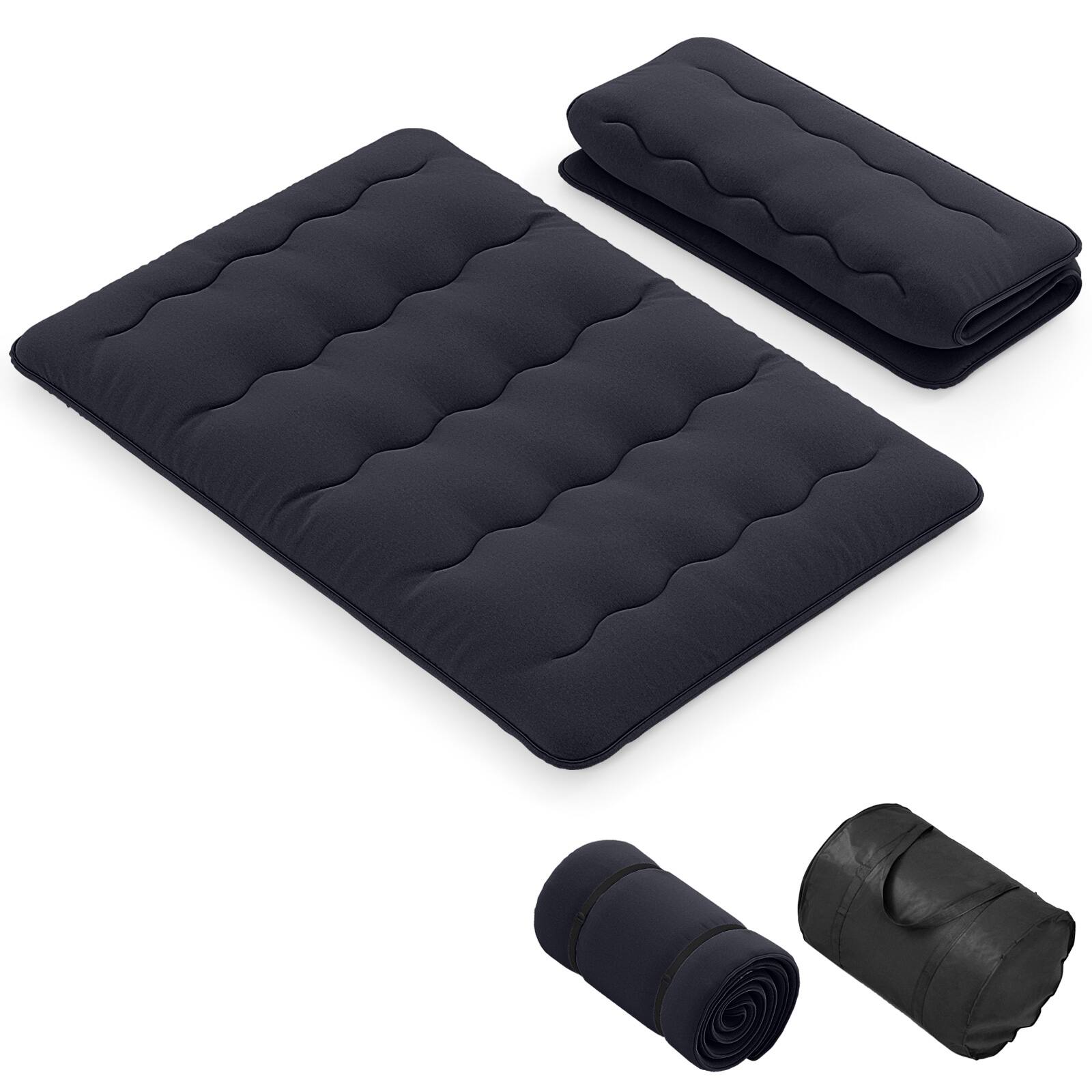 Front. Costway - Costway Full Futon Mattress Japanese Floor Pad Washable Cover Carry Bag Black - Black.
