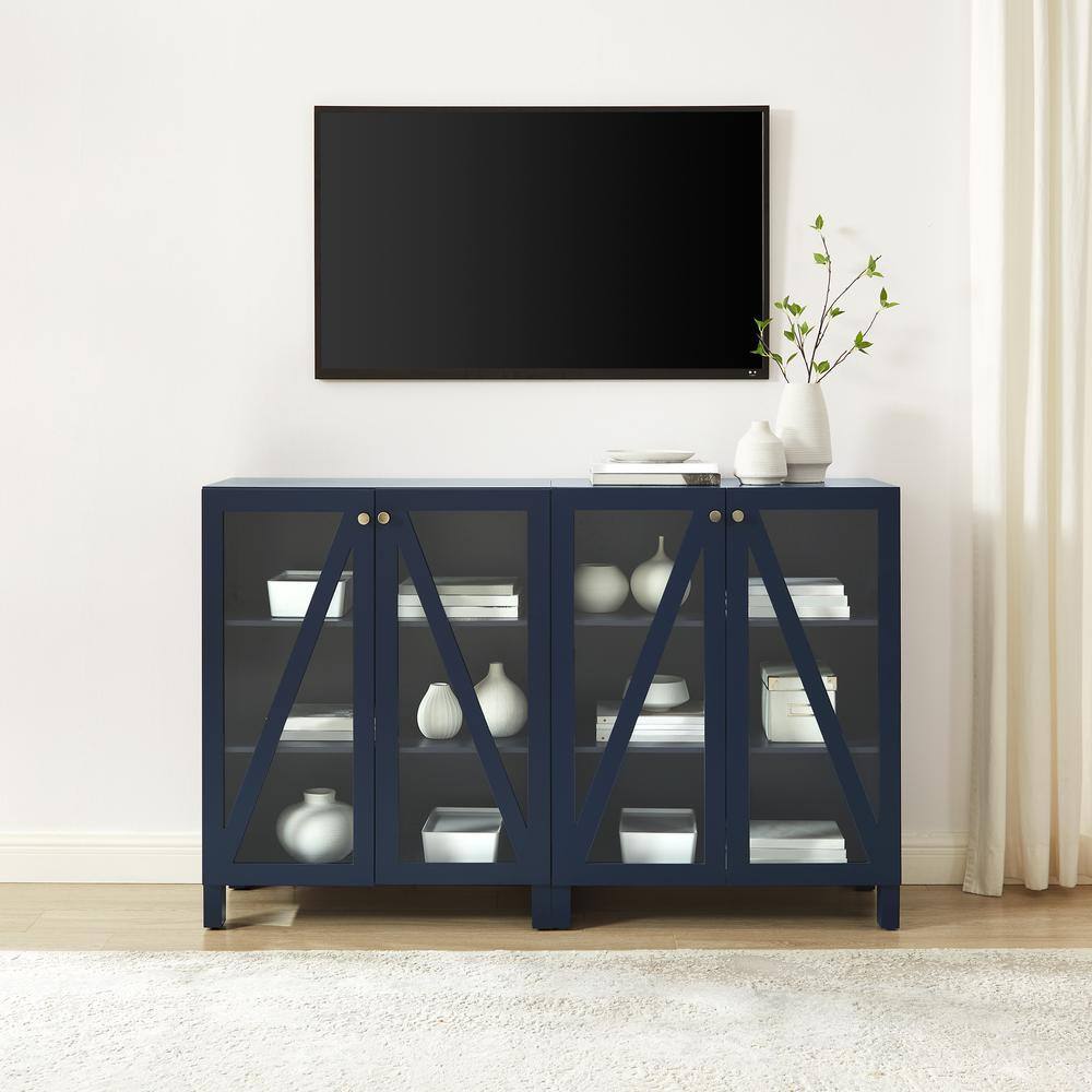 Alt View 8. Crosley Furniture - Cassai 2-Piece Media Sideboard Cabinet Set - 2 Storage Pantries - Navy.