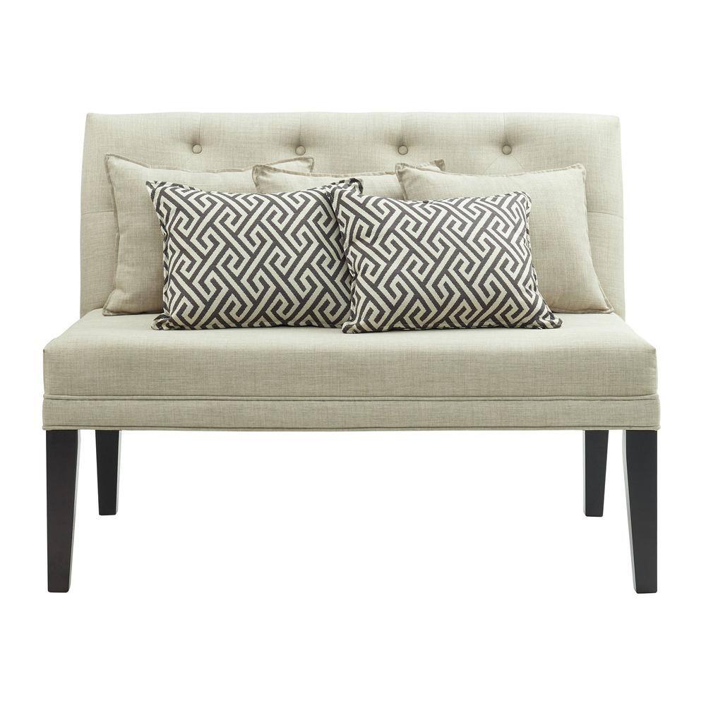 Front. Picket House Furnishings - Mara Loveseat with Five Pillows - Taupe.