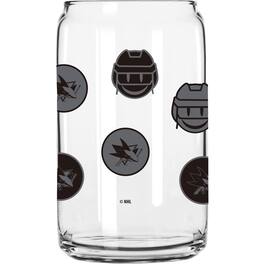 Logo Brands - San Jose Sharks 16oz. Smiley Can Glass - Multicolor