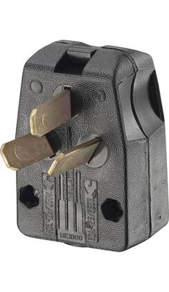 Leviton - Commercial Thermoplastic Angle Ground/Straight Blade Plug 10-30P/10-50P - Black