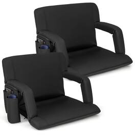 Costway - 2 PCS Stadium Seat for Bleachers Bleacher Chair with 6 Adjustable Positions Back Support - Black