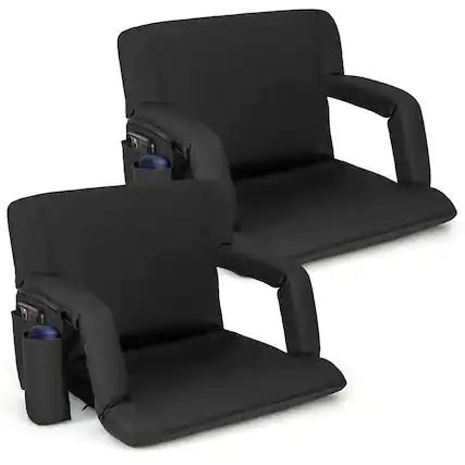 Front. Costway - Costway 2 PCS Stadium Seat for Bleachers Bleacher Chair with 6 Adjustable Positions Back Support - Black.