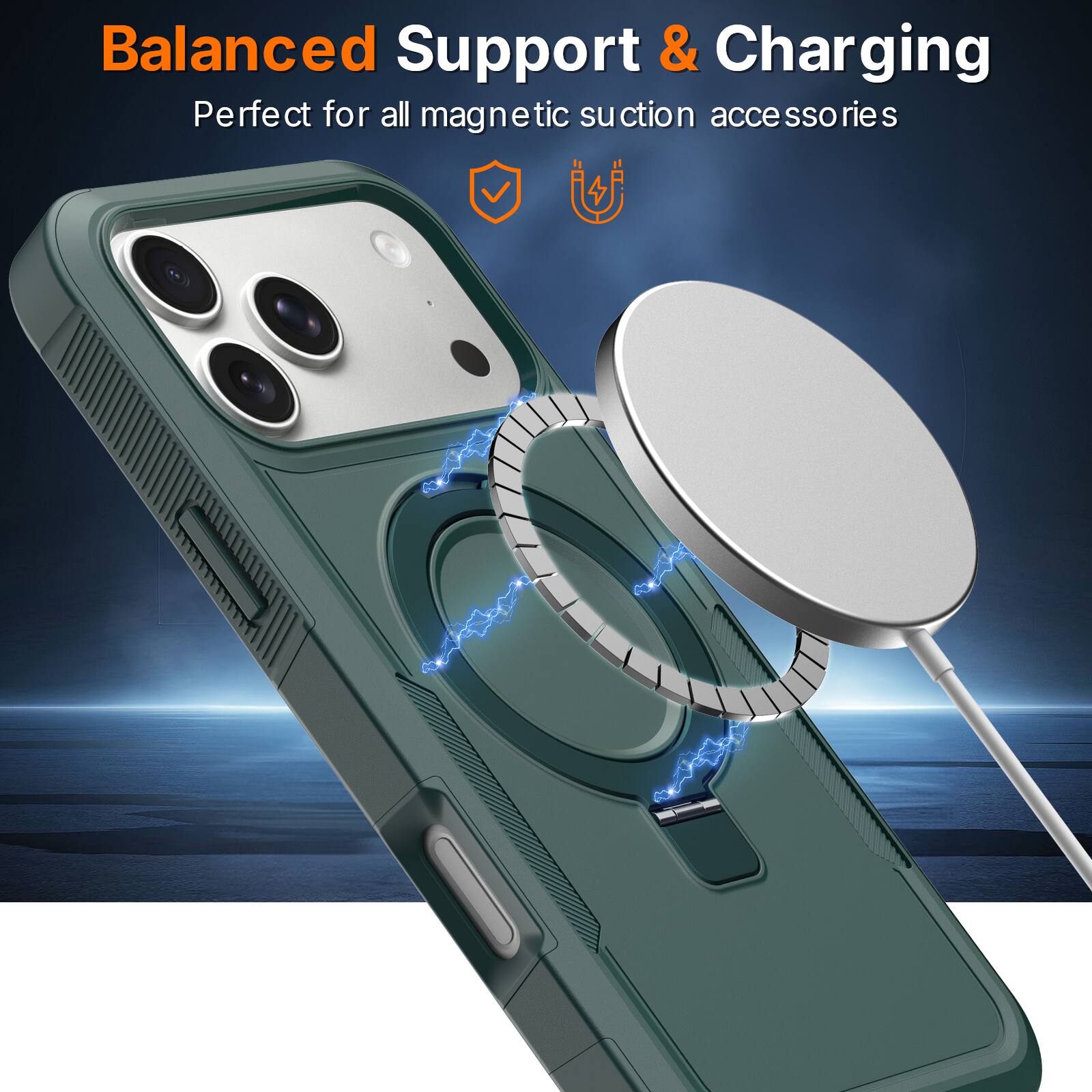 Balanced Support & Charging  
Perfect for all magnetic suction accessories