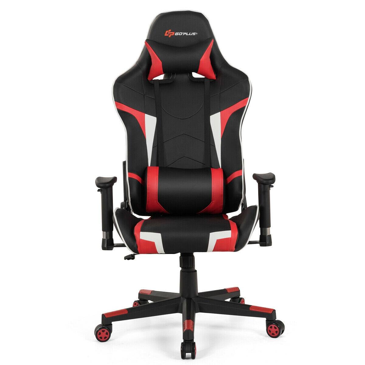 Alt View 1. WELLFOR - Reclining Swivel Massage Gaming Chair with Lumbar Support - Red.