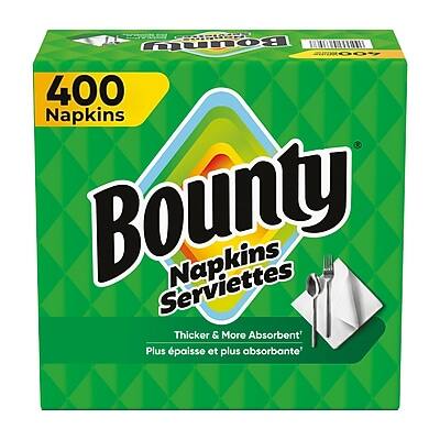 400 Napkins  
Bounty Napkins Serviettes  
Thicker & More Absorbent!  
Plus épaisse et plus absorbante