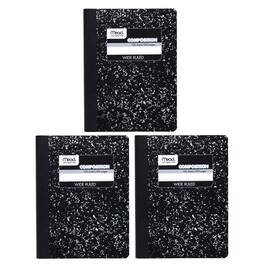 Mead - Composition Book, Wide Ruled, 100 Sheets, 9 3/4" x 7 1/2", Black Marble, Pack of 3