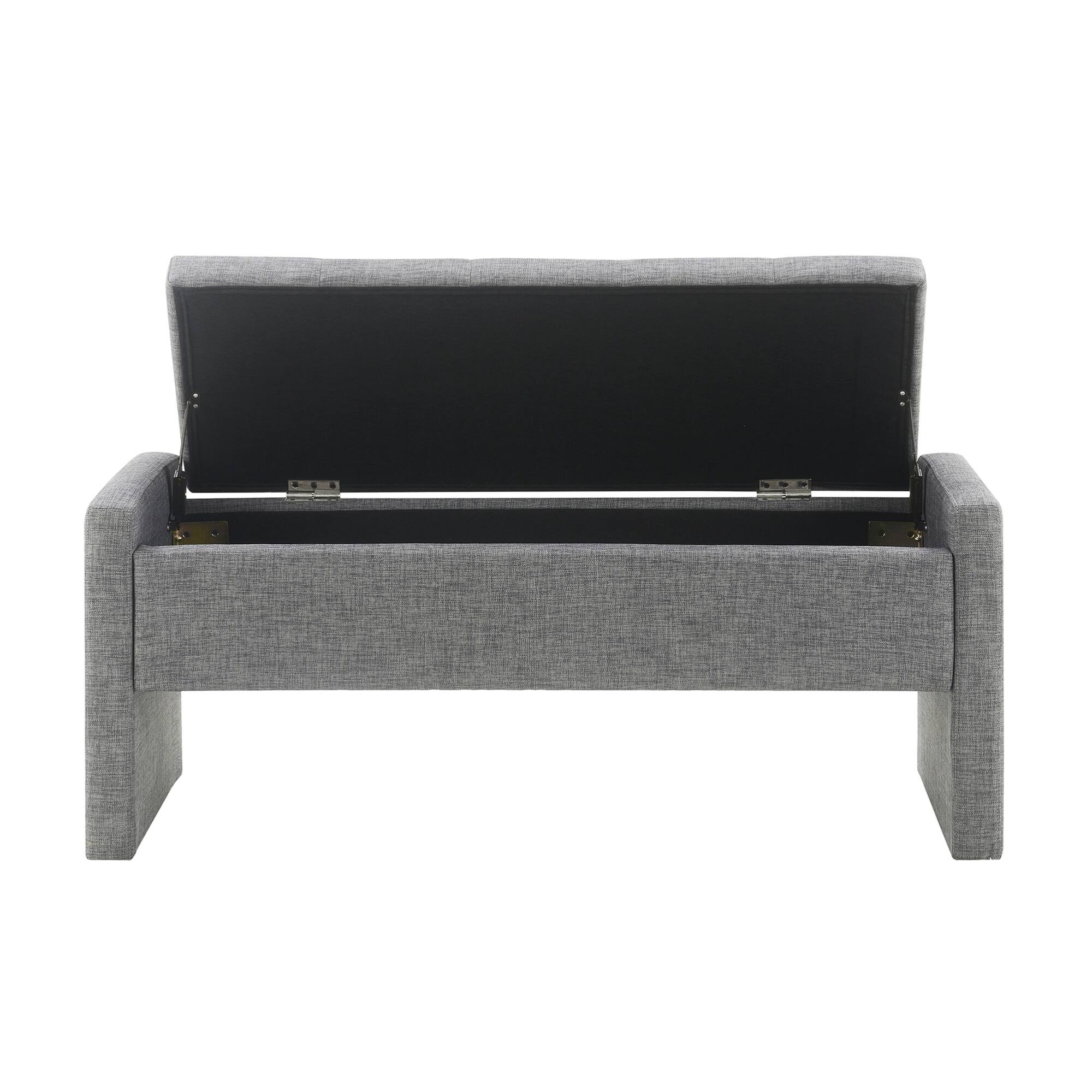 Alt View 2. GOODSILO - Upholstered Storage Bench with Comfortable Linen Fabric, Multi-Functional Footrest Ottoman for Living Spaces - DARK GREY.