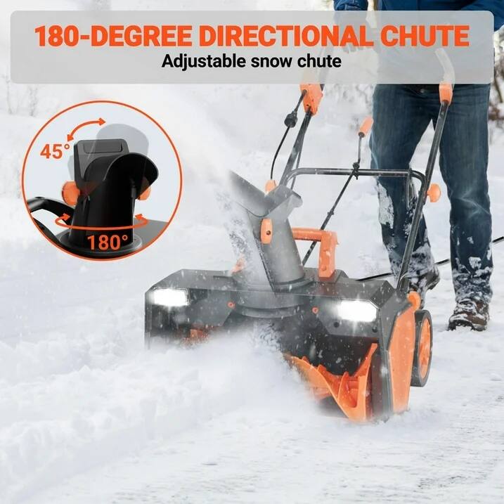 180-DEGREE DIRECTIONAL CHUTE  
Adjustable snow chute  

45°  
180°