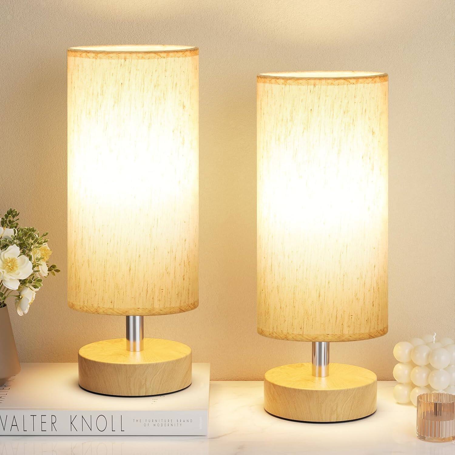 Cream Shade-Wood Base 2pcs-11.6" Inline Control