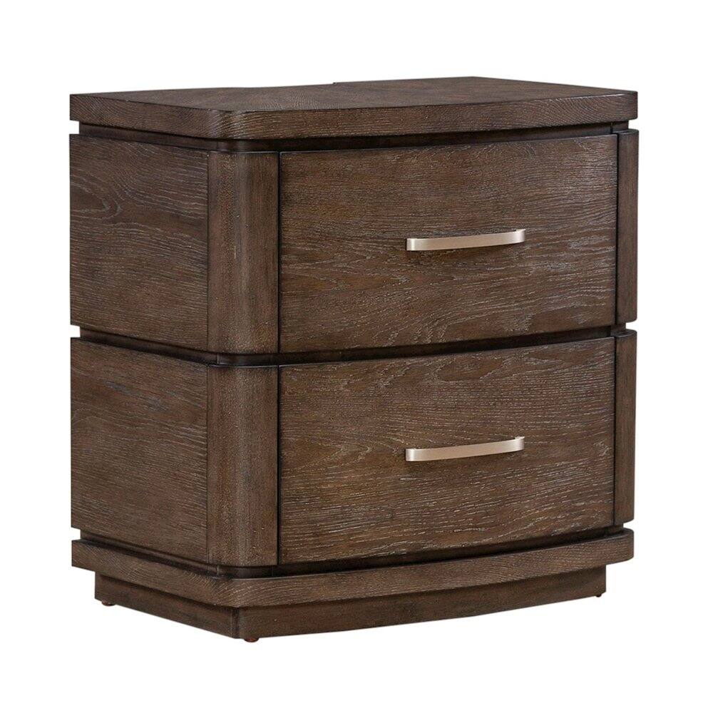 Alt View 1. Liberty Furniture Industries - Drawer Nightstand with Charging Station - A/C, USB, USB-C - Satin Espresso Oak - Satin Espresso.