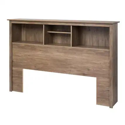 Front. Hivvago - Full / Queen size Freestanding Bookcase Headboard in Grey Brown Wood Finish - brown.