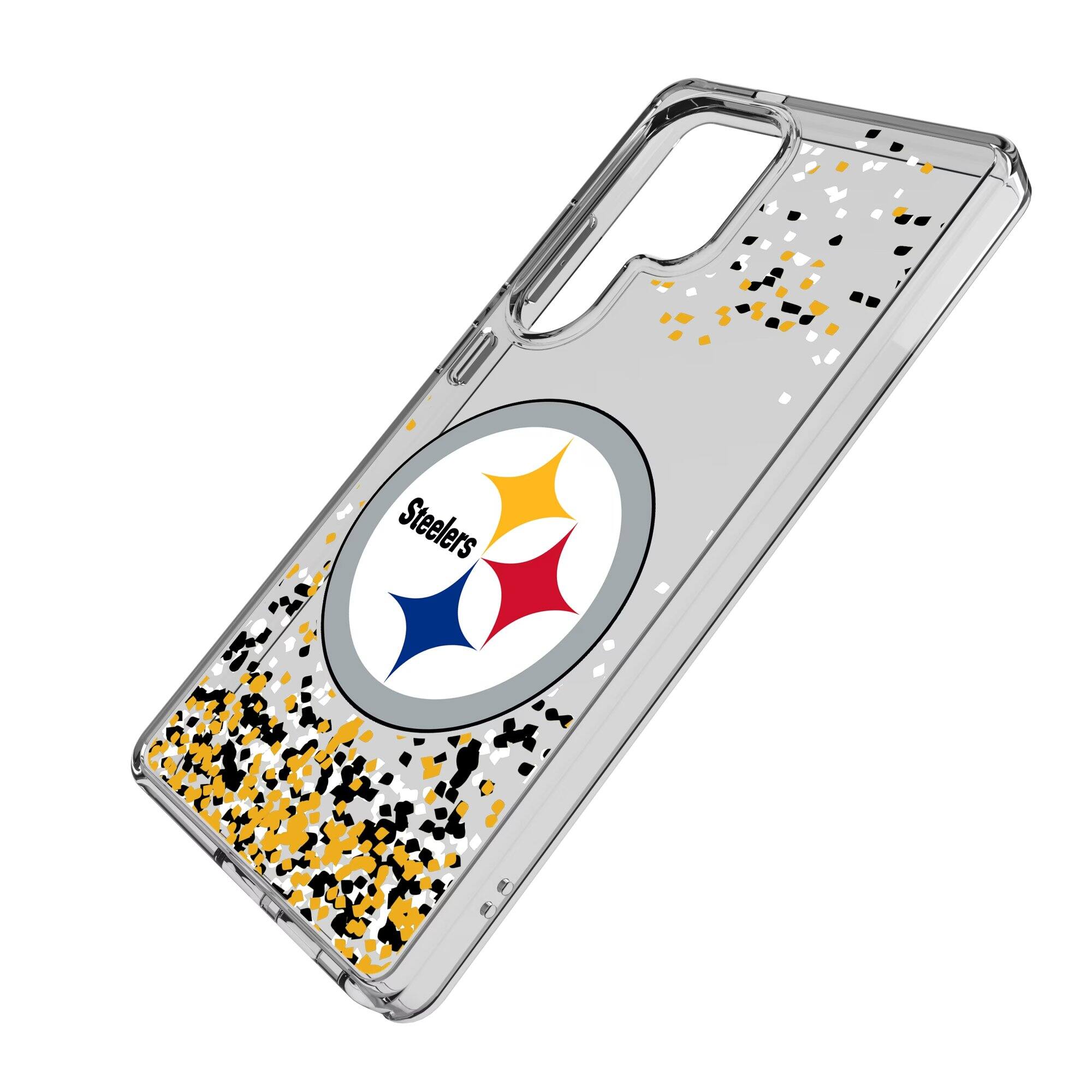 Alt View 1. Keyscaper - Pittsburgh Steelers Galaxy Clear Case with Confetti Design - S23 Ultra - Multicolor.