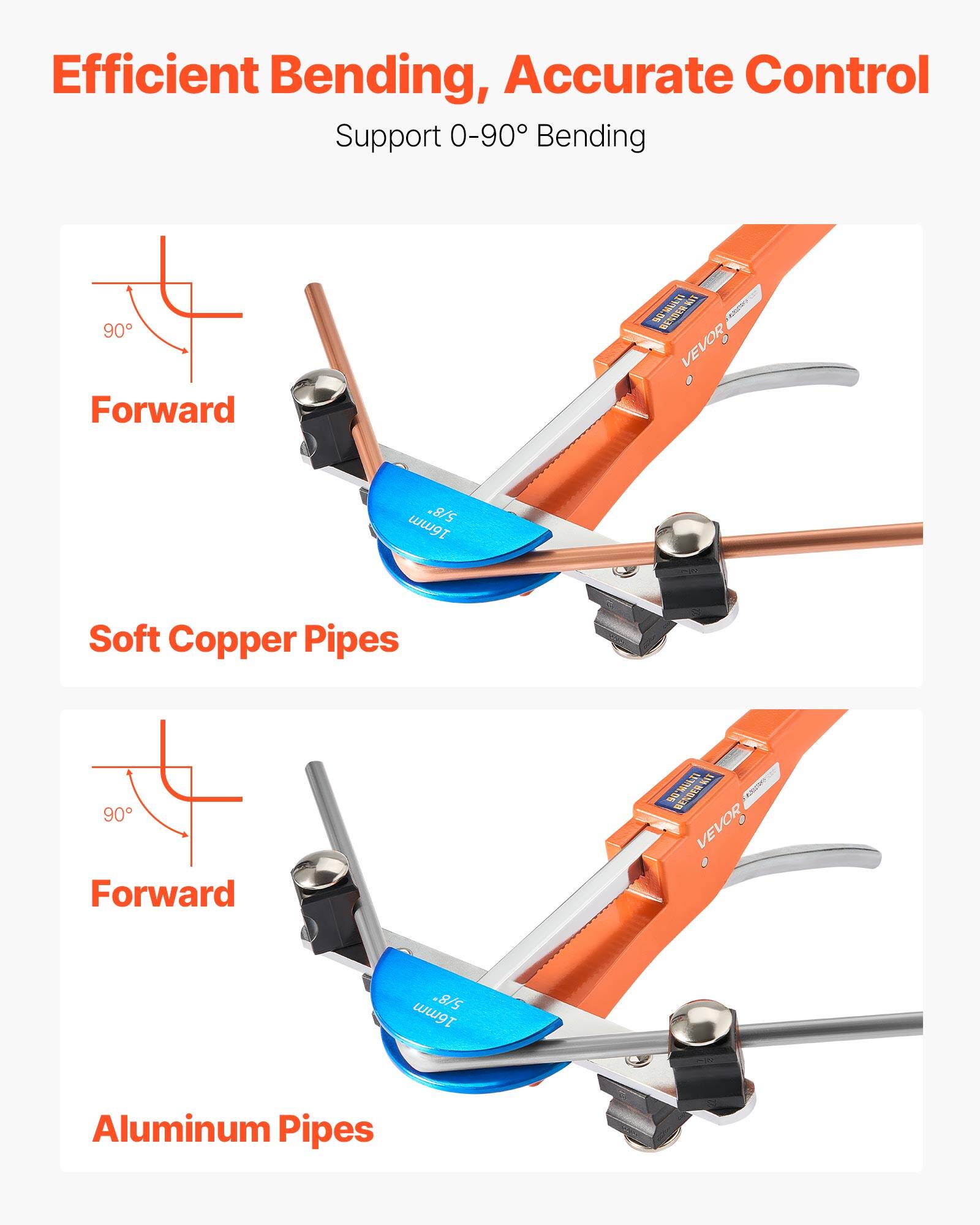 Efficient Bending, Accurate Control  
Support 0-90° Bending  

Forward  
Soft Copper Pipes  

Forward  
Aluminum Pipes