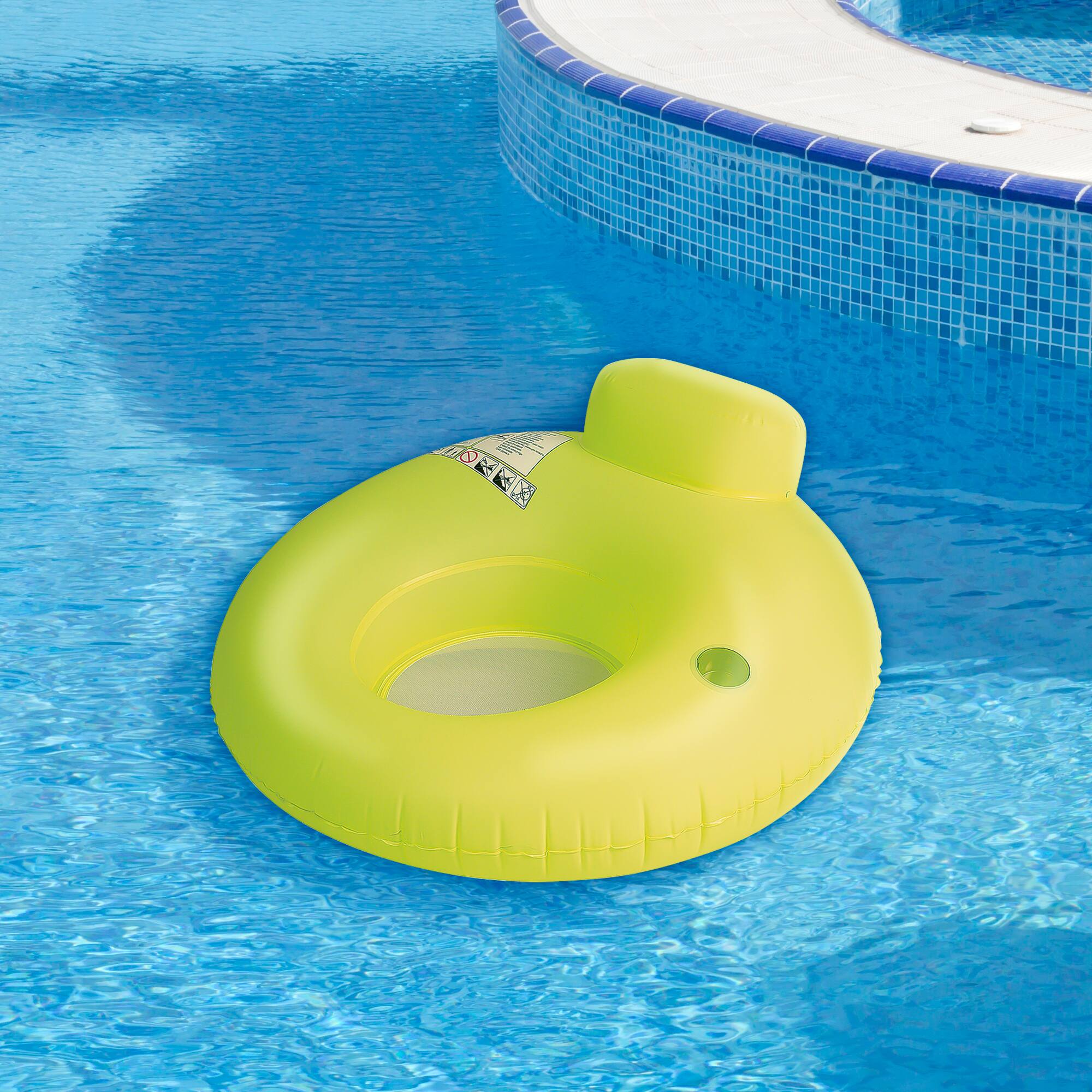 Alt View 1. Pool Central - Inflatable Yellow Inner Tube Water Sofa Swimming Pool Lounger Float - 48-Inch - Yellow.