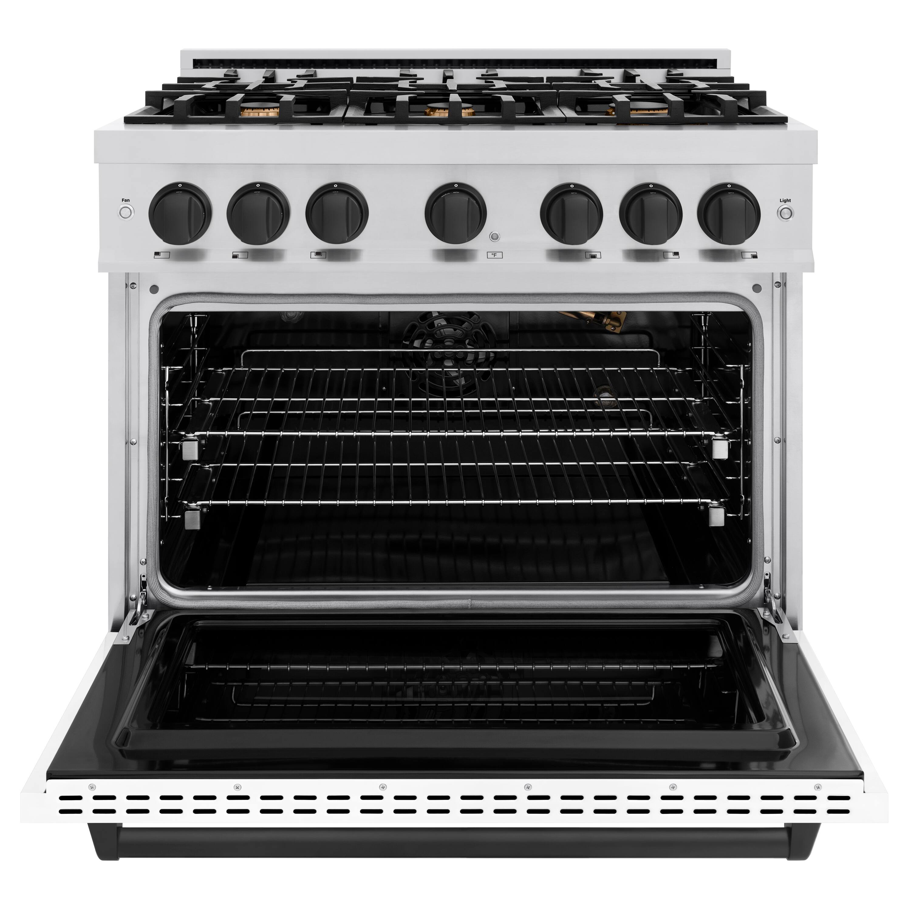Alt View 1. ZLINE - ZLINE Autograph 36" Classic Gas Range with 6 Burners and Black Accents (CGRZ-WM-36-MB) - White.