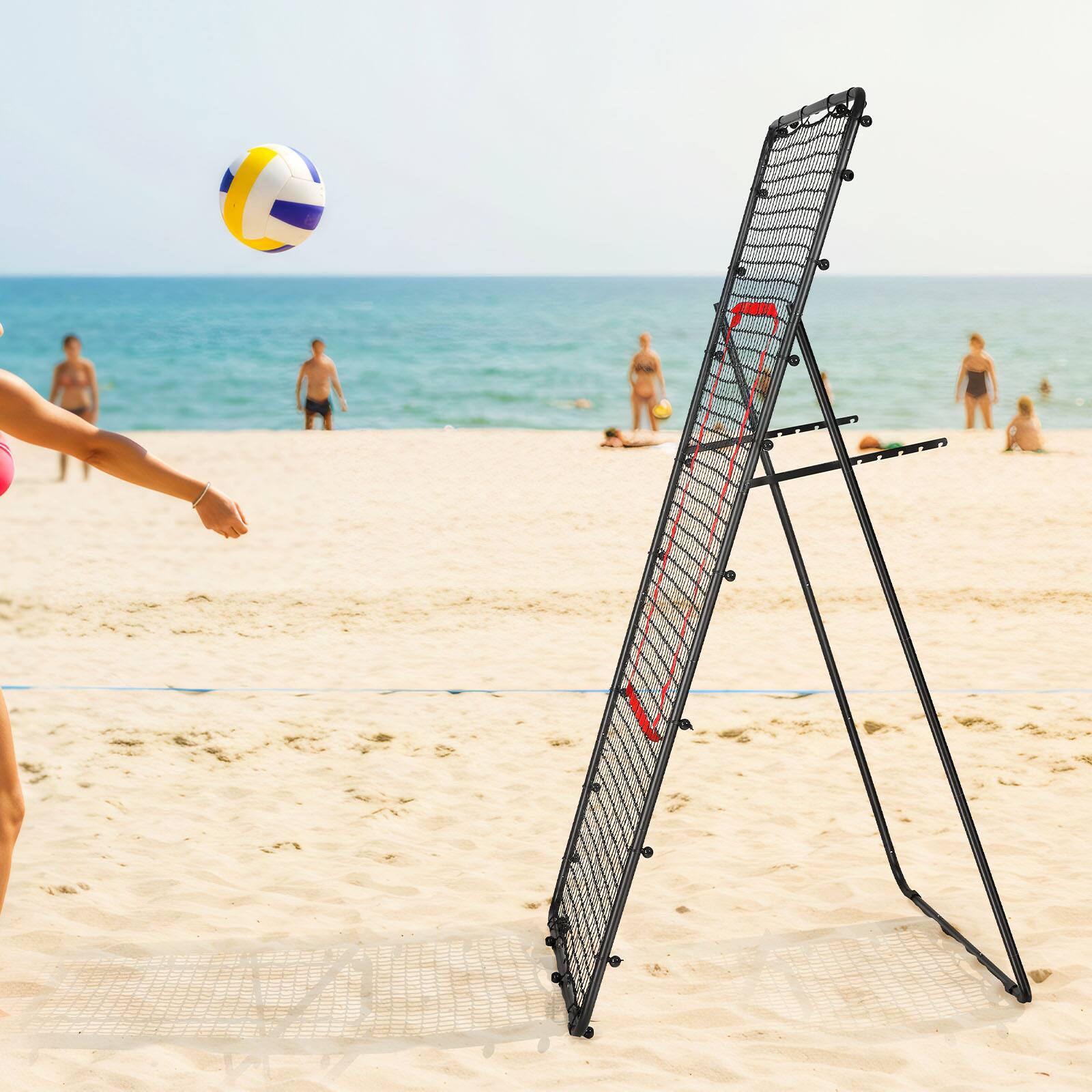 Alt View 4. Oumilen - Multi-Sport Rebound Trainer Net, 86.2in H x 44.6in W Adjustable Rebounder for Baseball Softball Volleyball Soccer - Black.