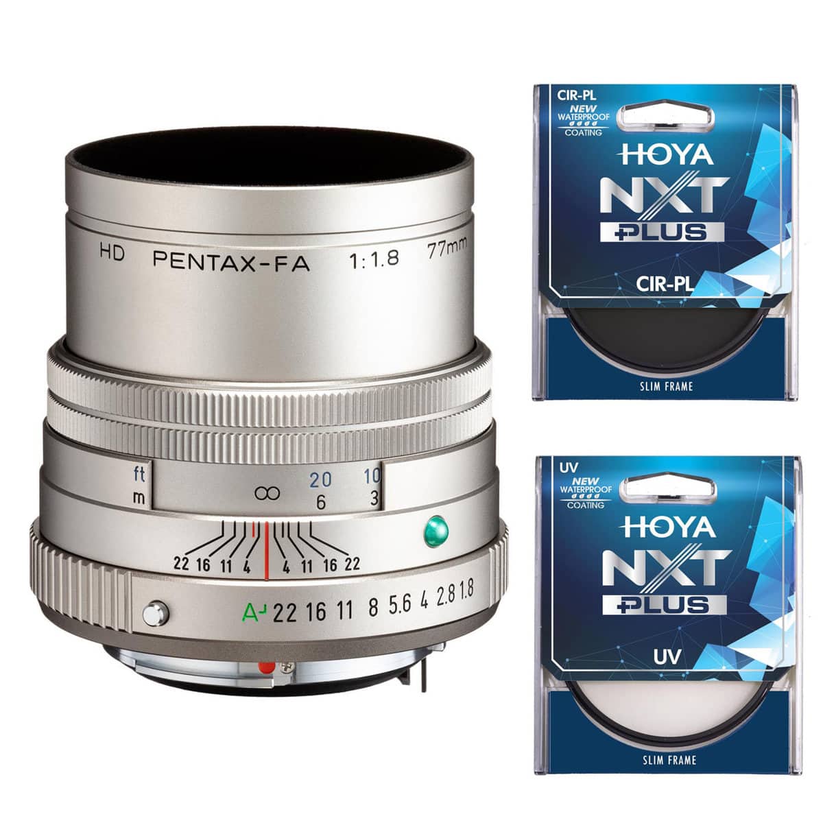 Bundle - PENTAX - HD Pentax-FA 77mm f/1.8 Lens Silver with Hoya 49mm UV+CPL Filter Kit
