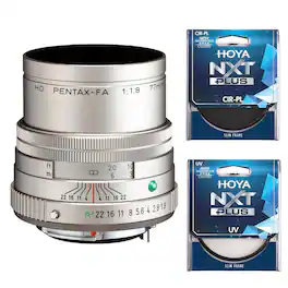 Bundle - PENTAX - HD Pentax-FA 77mm f/1.8 Lens Silver with Hoya 49mm UV+CPL Filter Kit