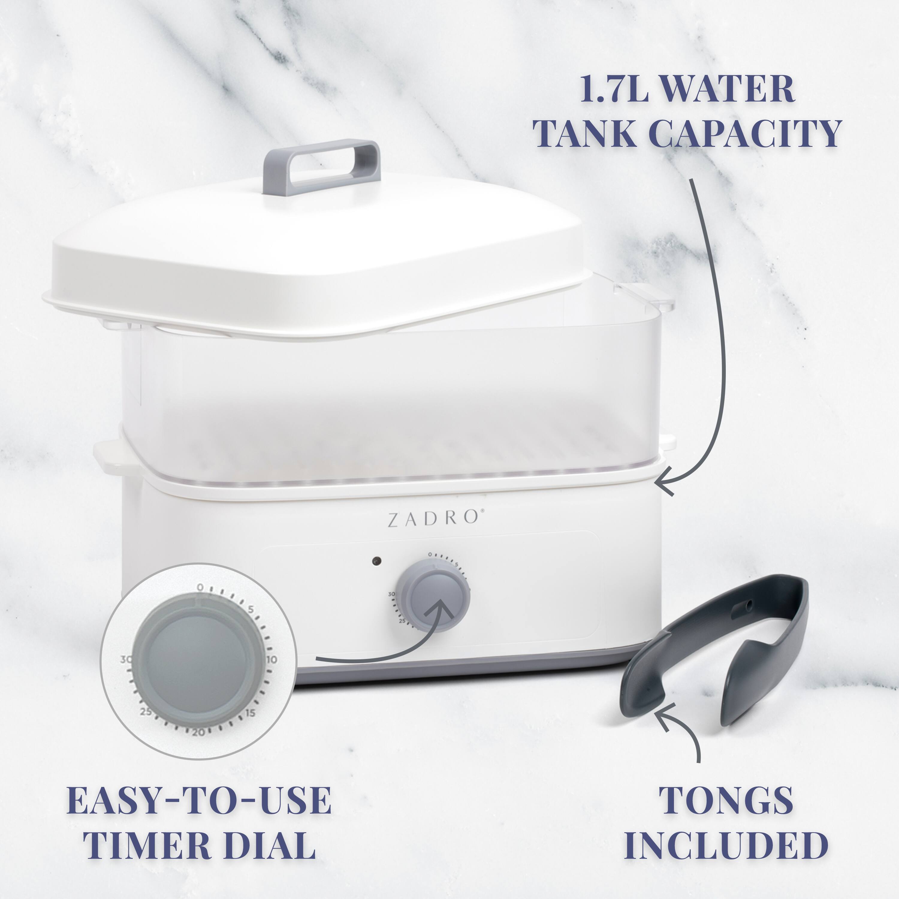 1.7L WATER TANK CAPACITY

EASY-TO-USE TIMER DIAL

TONGS INCLUDED