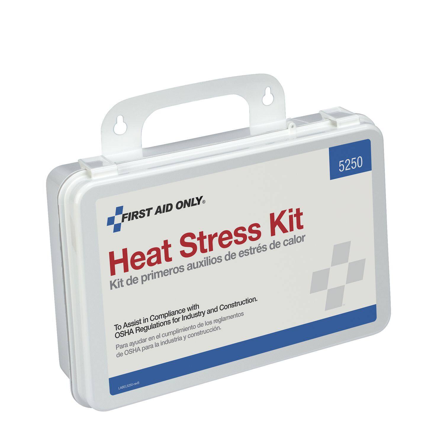 5250 AID ONLY FIRST Aid Heat Stress Kit de estrés de calor auxilios Kit de primeros auxilios. To Assist Compliance with OSHA Regulations for Industry and Construction. Para ayudar en el cumplimiento de los reglamentos de OSHA para la industria y construcción.