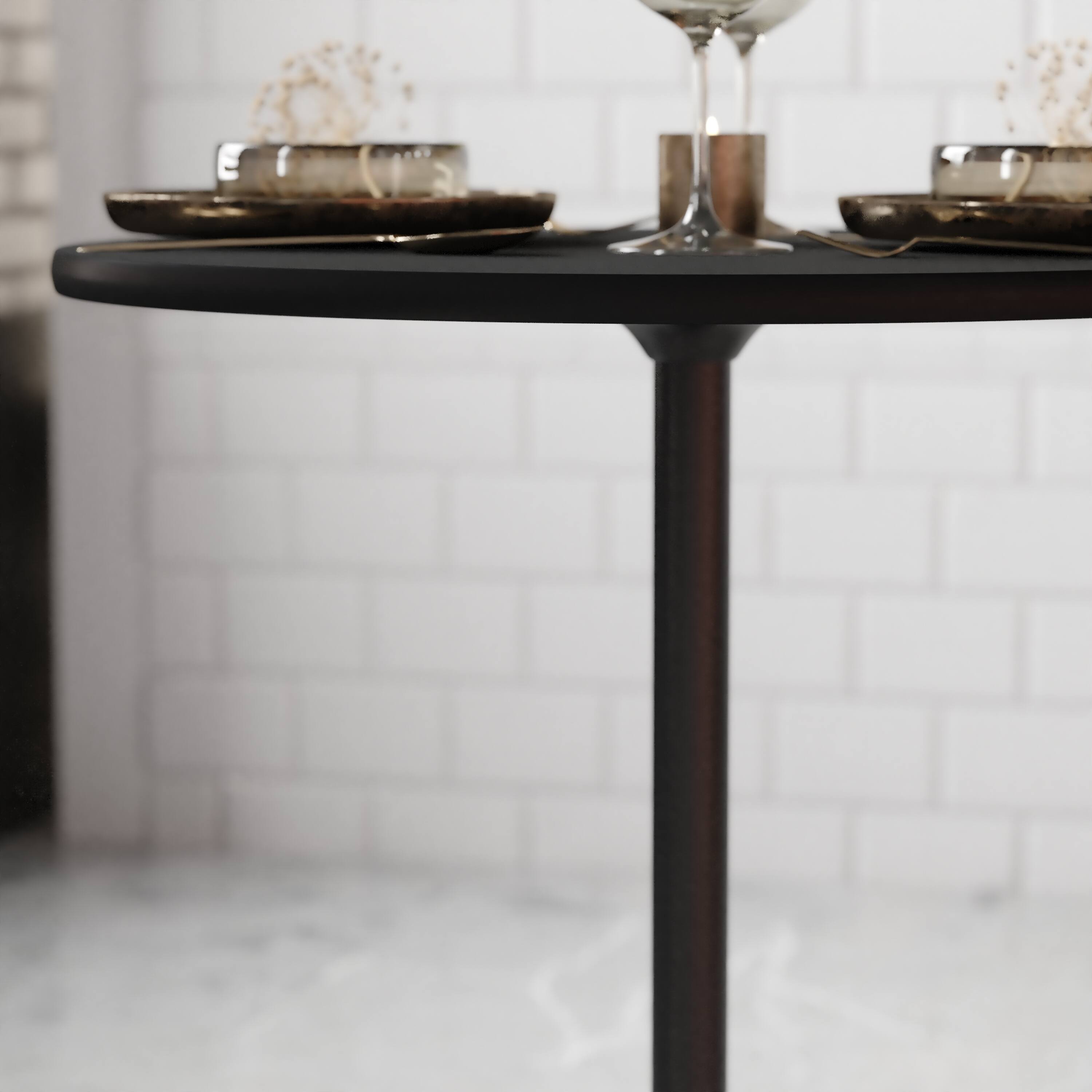 Alt View 3. Flash Furniture - Lars 24'' Round Wood Cocktail Table with 30'' and 42'' Columns, Black - Black.