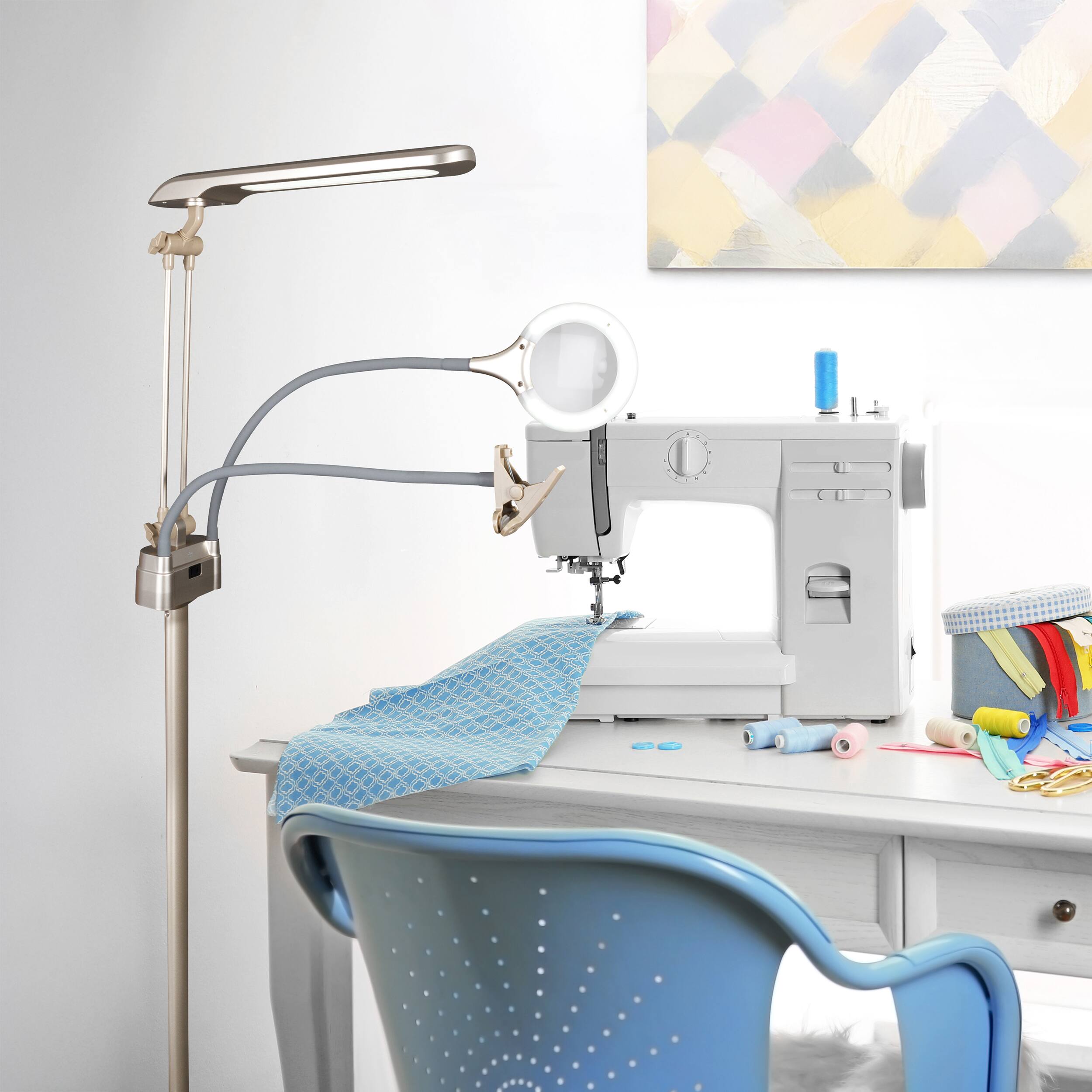 Back. OttLite - Ultimate LED 3-in-1 Creative Station with Magnifier - Champagne.