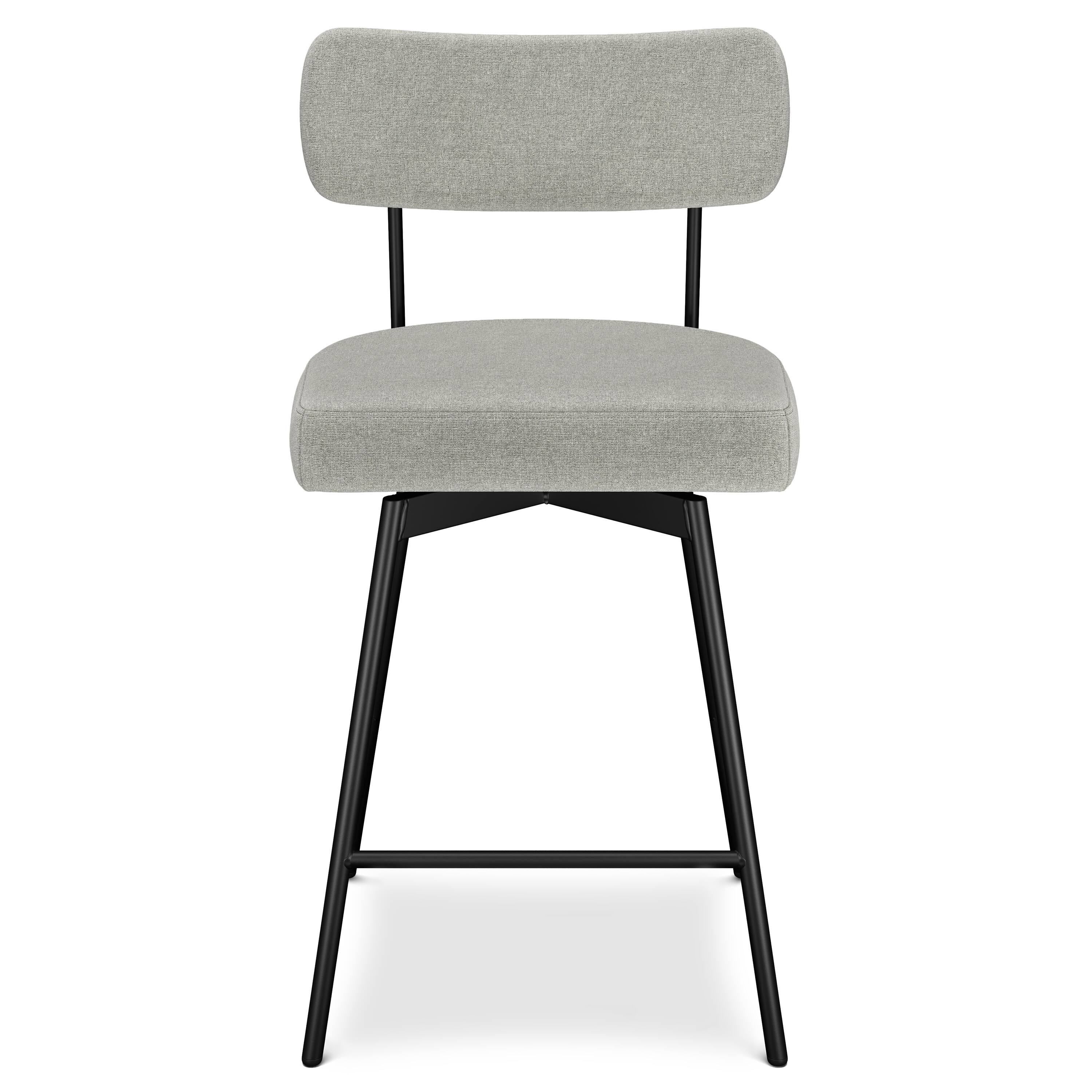 Left. Simpli Home - Giselle Contemporary Modern Swivel Counter Height Stool (Set of 2) in Light Grey  Polyester Linen - Light Grey.
