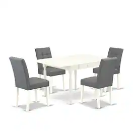 East West Furniture - 5 Piece Dinner Table Set contain A Mid-Century Kitchen Table - White