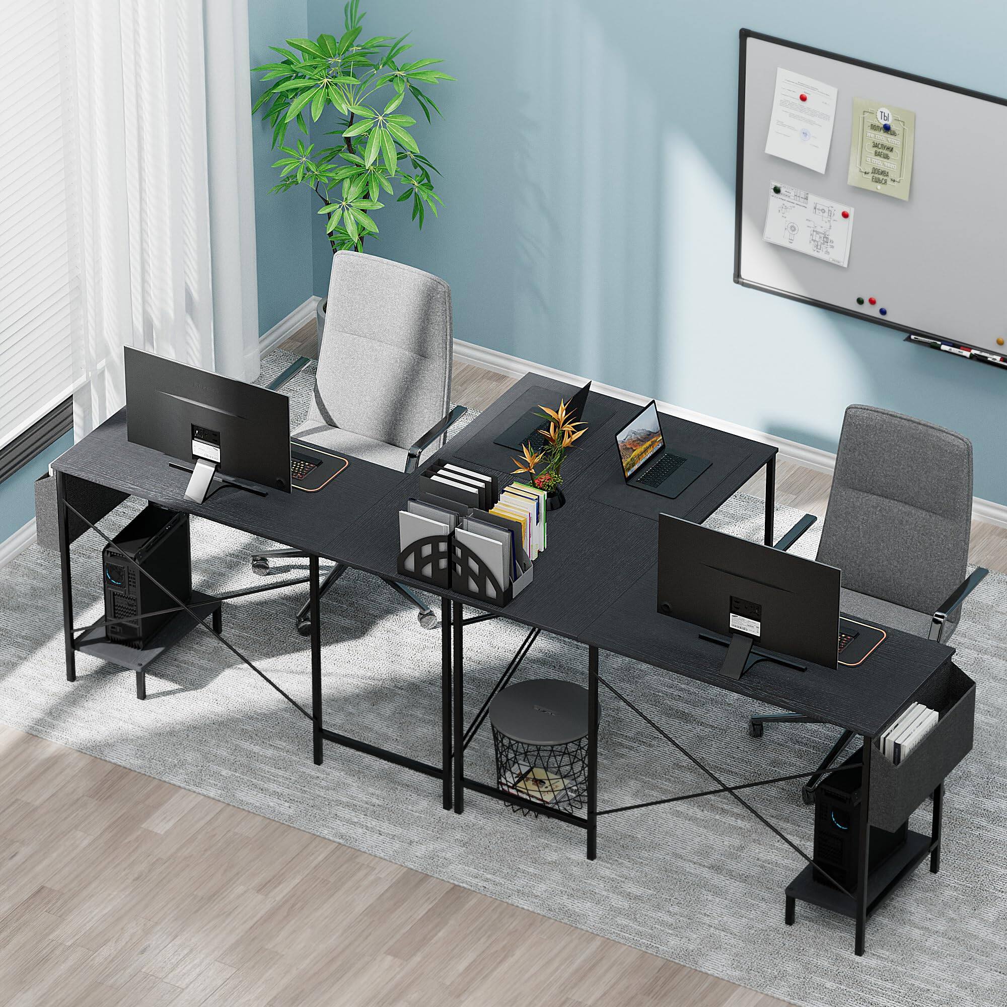 Alt View 5. Hirose Alice - Simple Deluxe L Shaped Desk Gaming Computer nch Reversible Corner Table PC Work Table for Writing Study Stu... - Default.