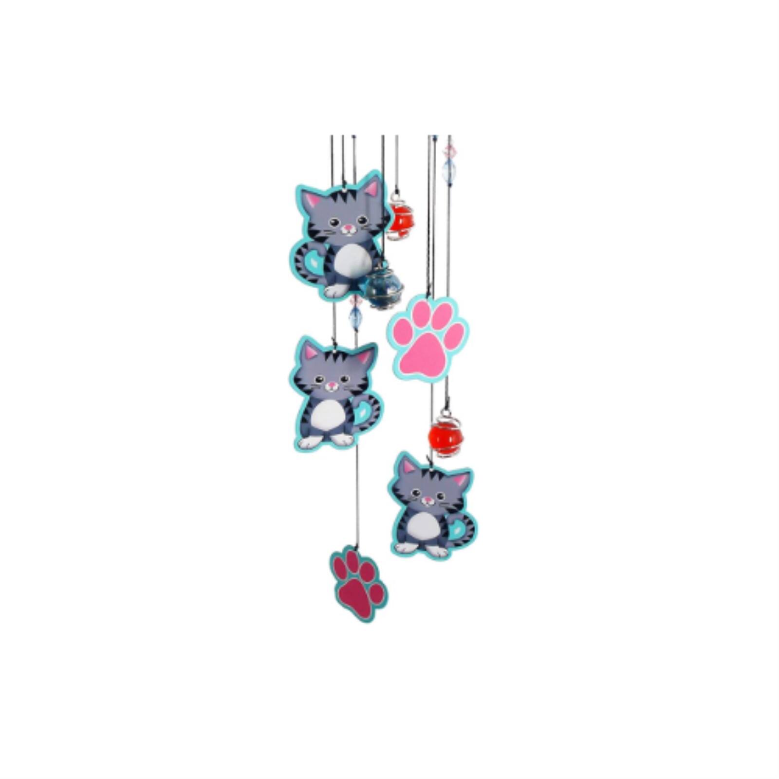Back. Spoontiques - Spoontiques Cat Kitten with Paw Prints Metal Wind Chime Outdoor Garden Décor Backyard and Patio Decoration 17 inch.