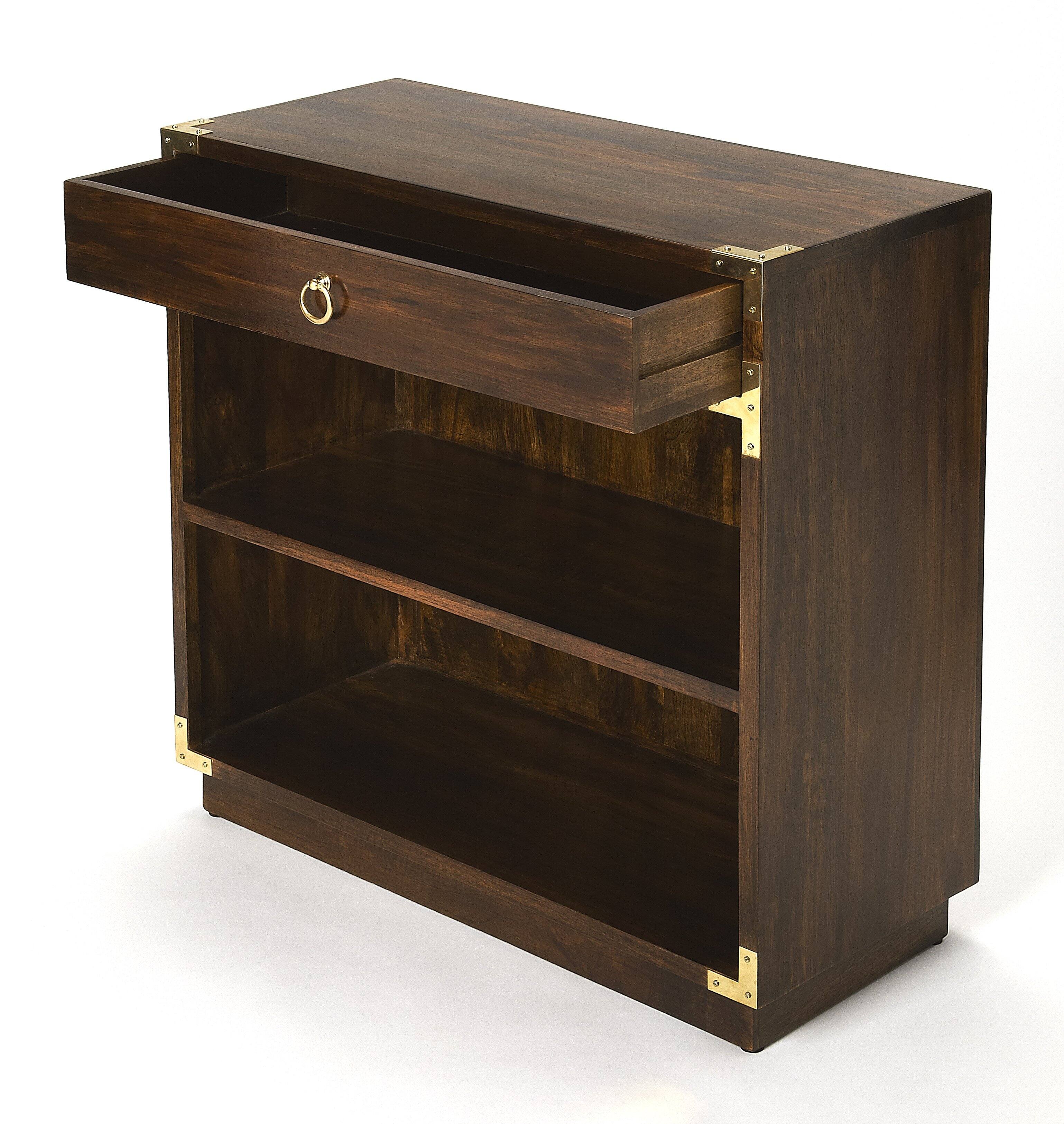 Alt View 1. Butler Specialty - Forster 28 in. W Rectangular Campaign 1 Drawer 2 Shelf Bookcase - Dark Brown.