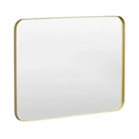 LOVMOR - 40 in. W x 30 in. H Tempered Glass Rounded Rectangle Framed Wall-Mounted Bathroom Vanity Mirror in Gold - Gold - Angle_Zoom