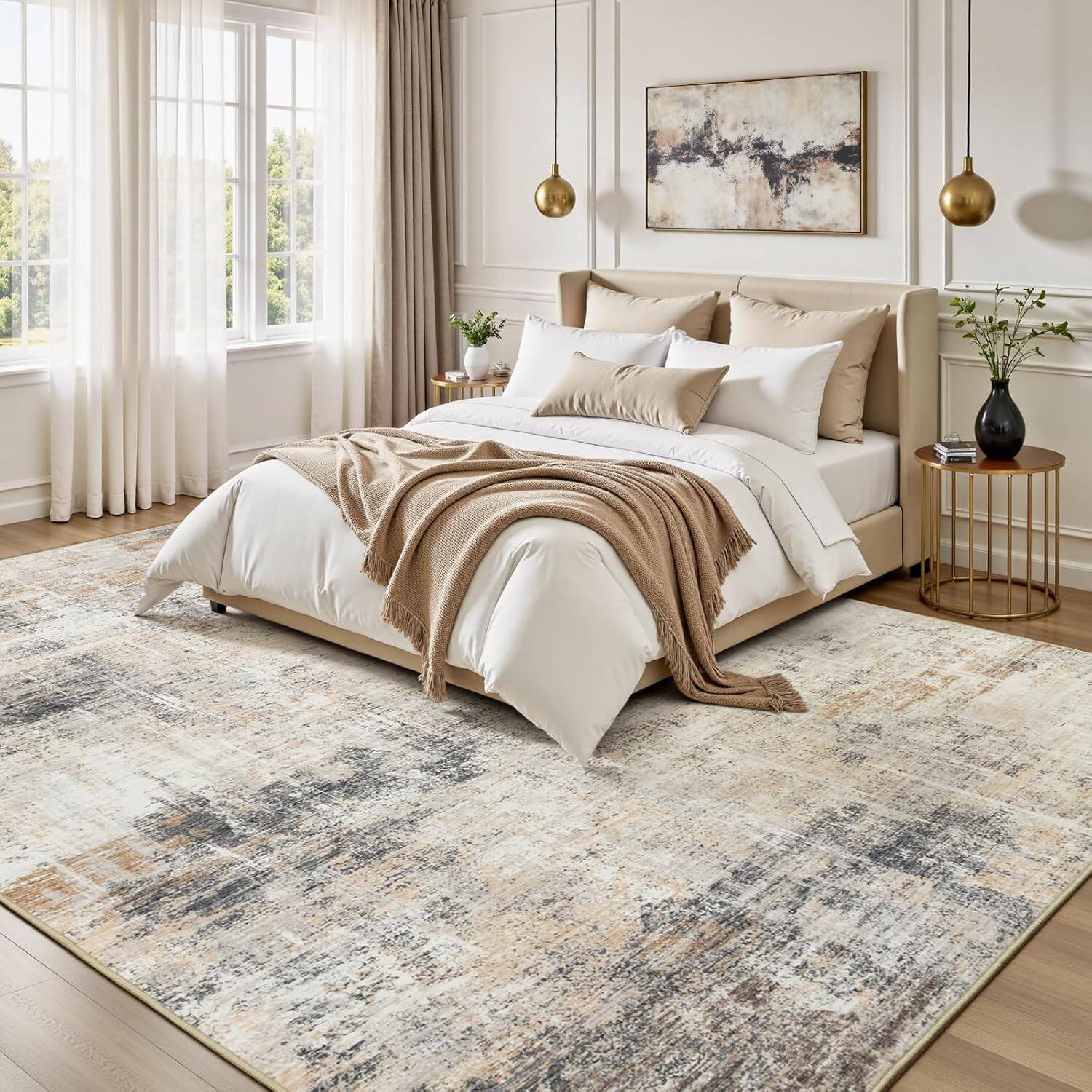 Homhougo Lofus 8x10 Area Rug for Living Room, Abstract Large Rug with ...
