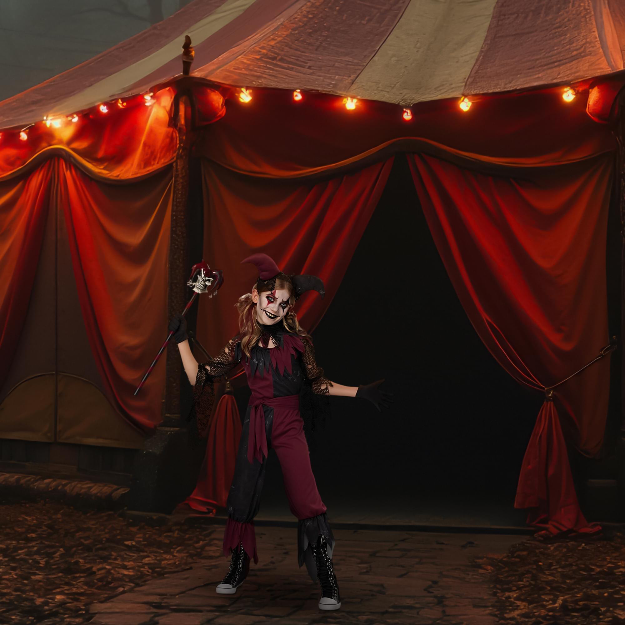 Alt View 2. California Costumes - Child Psycho Jester Costume Medium - Multi-Colored.