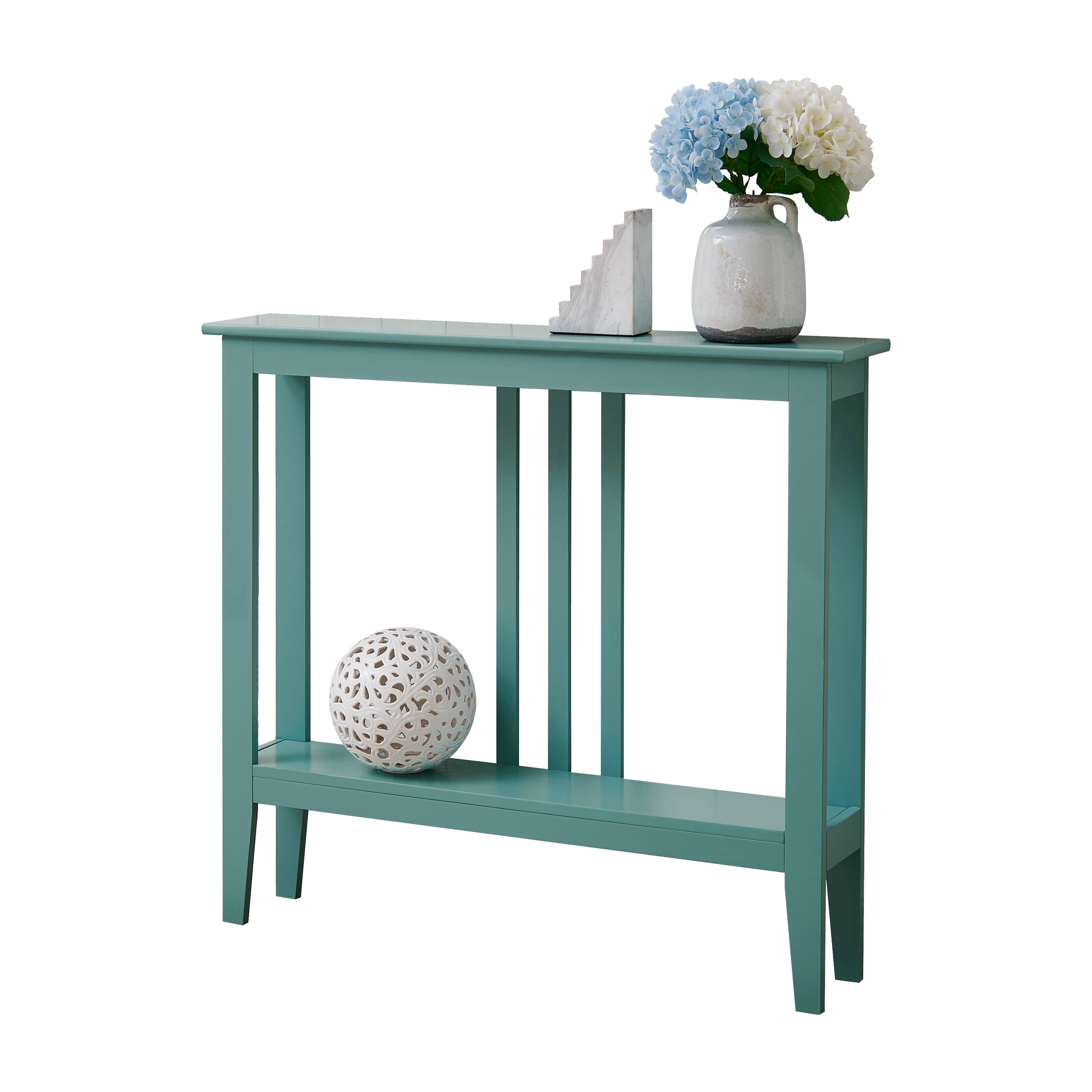 Back. Kings Brand Furniture - Kings Brand Furniture Entryway Table - Narrow Console Table - Console Table with Storage - Turquoise Aqua.
