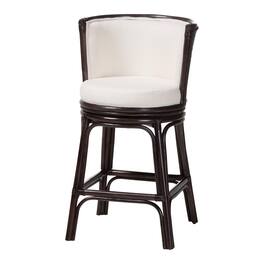 bali & pari - Alsip Espresso Rattan Counter Stool with Swivel Seat - Espresso/White