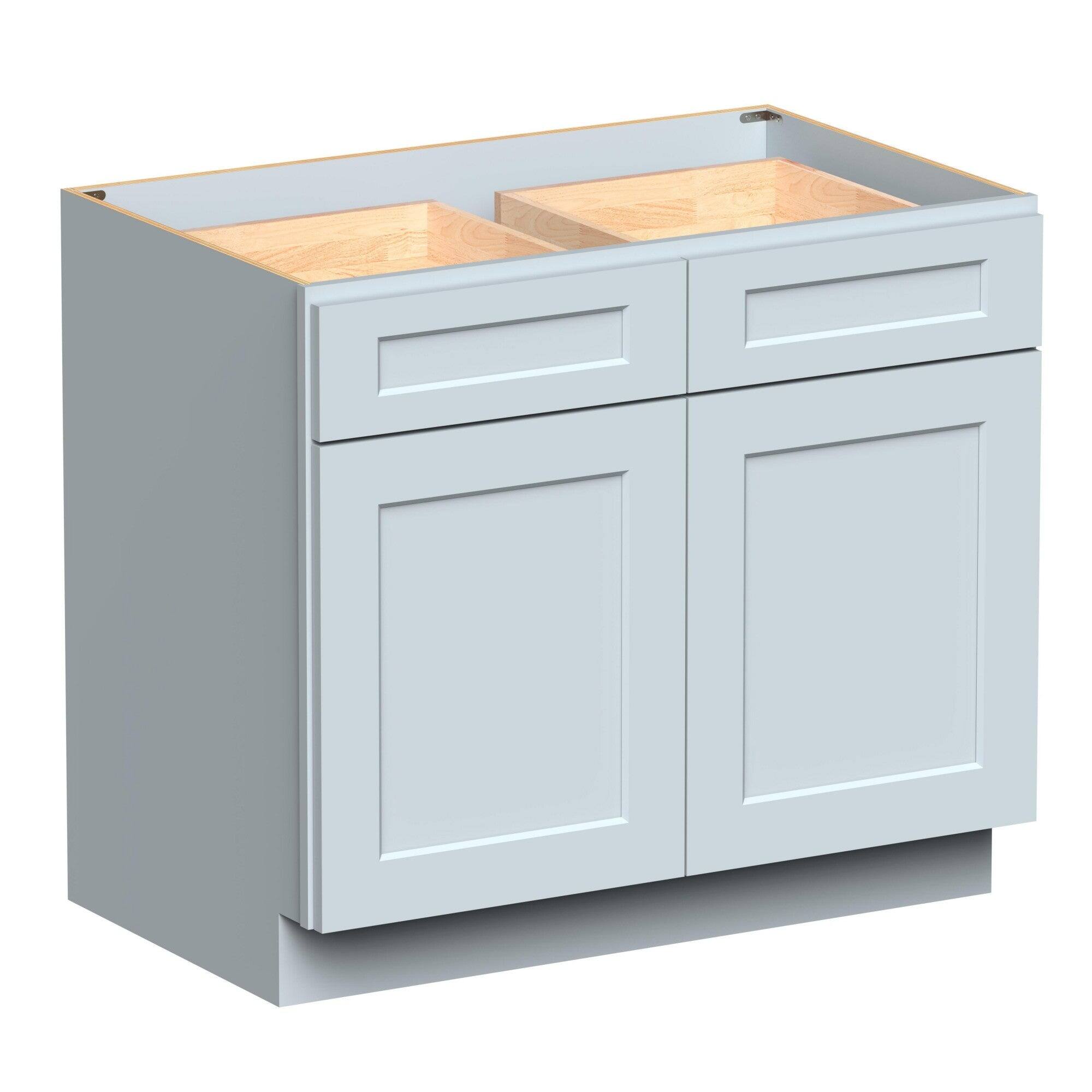 Alt View 1. Boyel Living - 39in.W Dove Gray BASE CABINET Fully assembled Cabinet with Two Drawers and Two MDF Doors Recessed Panel Shaker - Gray.