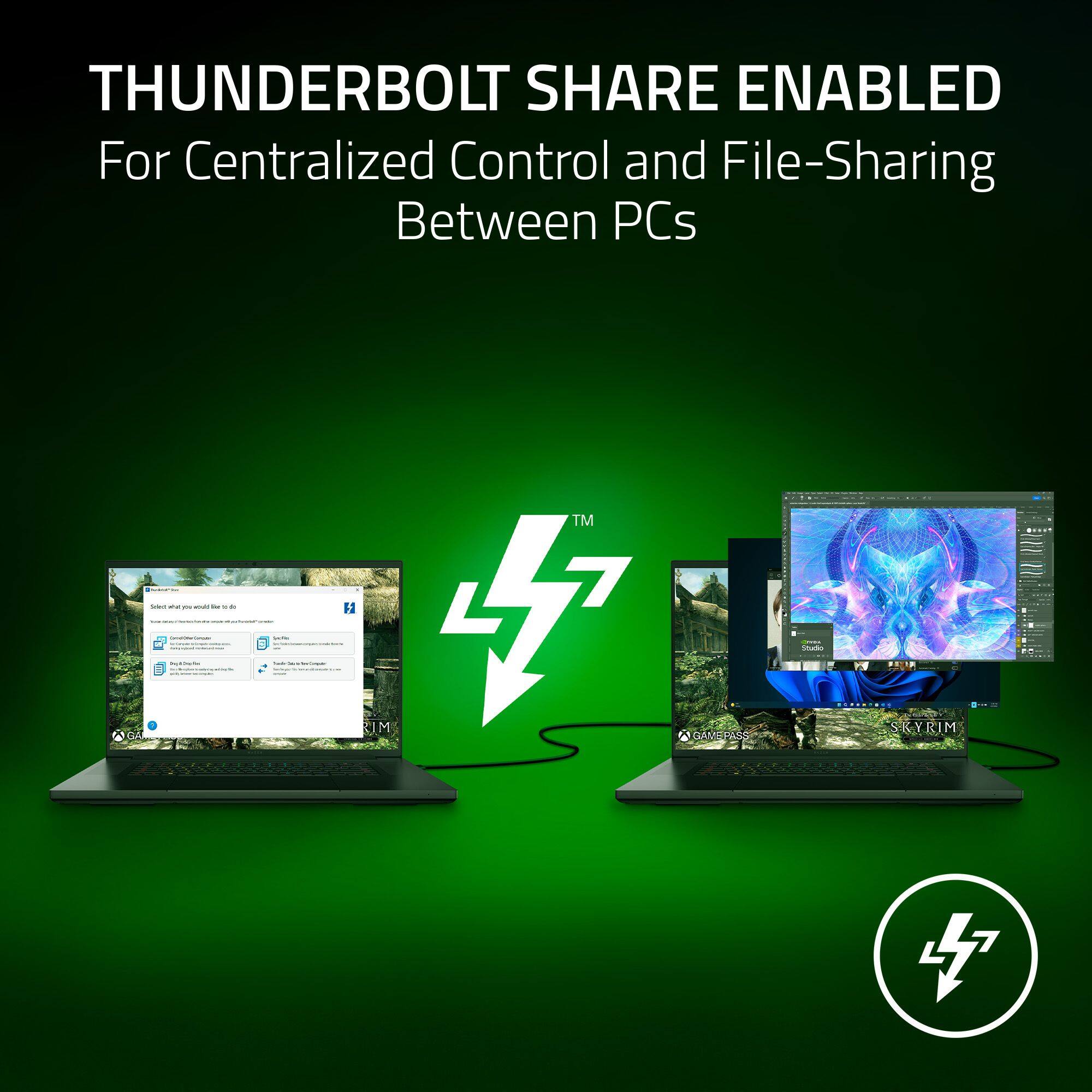THUNDERBOLT SHARE ENABLED  
For Centralized Control and File-Sharing Between PCs