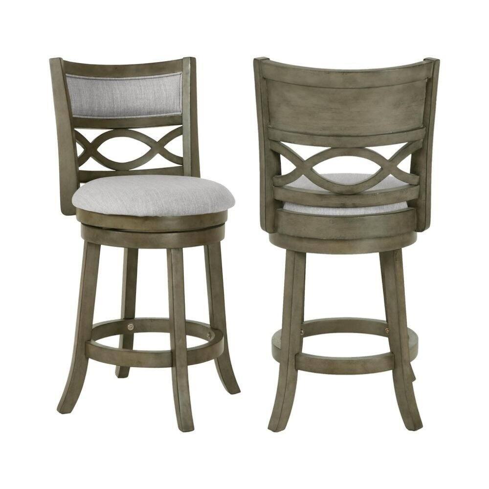 FurniFact - Wood Swivel Counter Stool Set of 2 - Gray