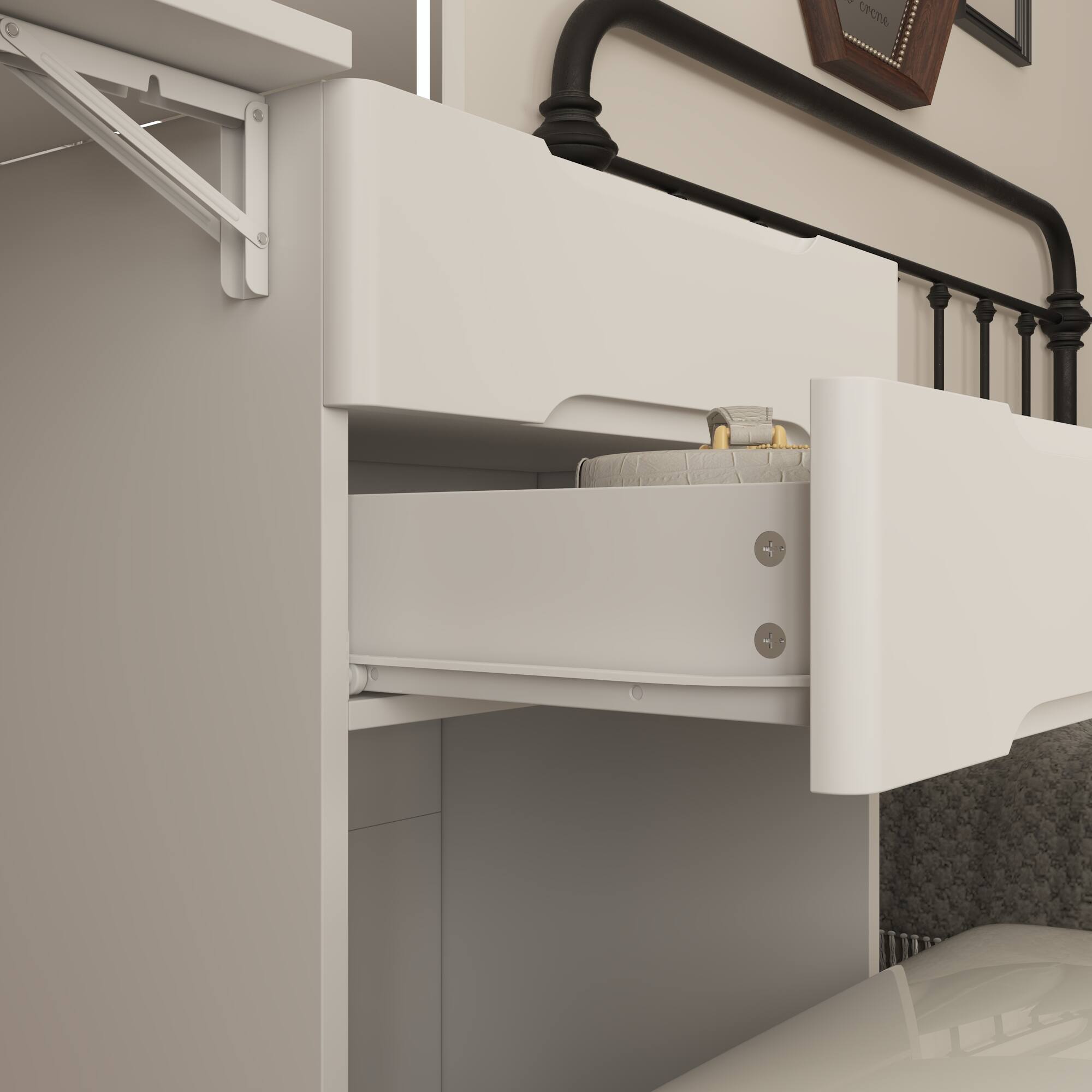 Alt View 8. Famapy - Vanity Table with LED Mirror, Makeup Vanity with Storage, 3-in-1 Small Space Dressing Table for Bedroom - White.