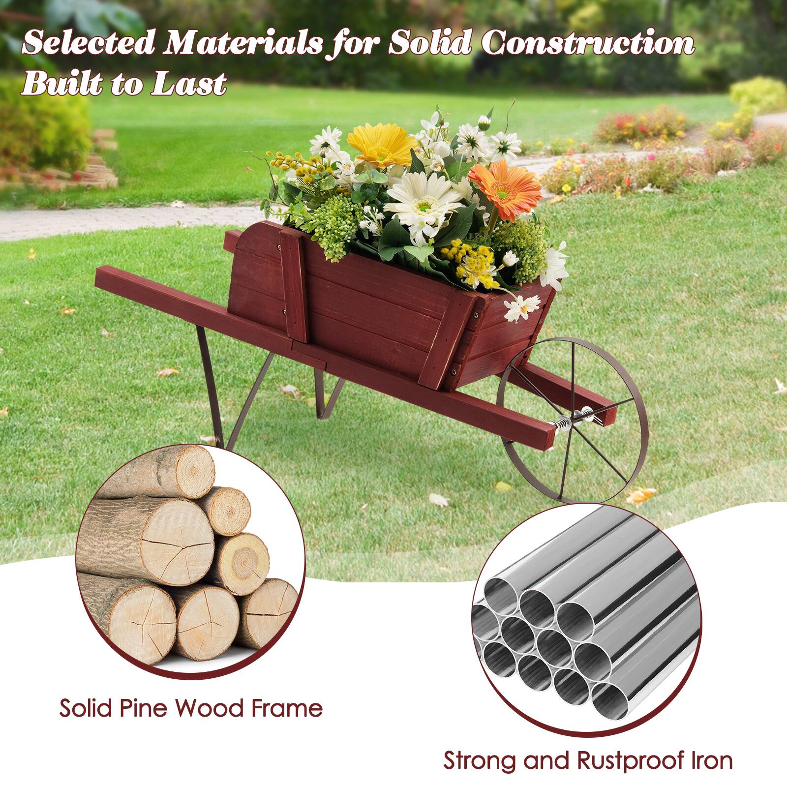 Selected Materials for Solid Construction Built to Last: Solid Pine Wood Frame and Strong and Rustproof Iron