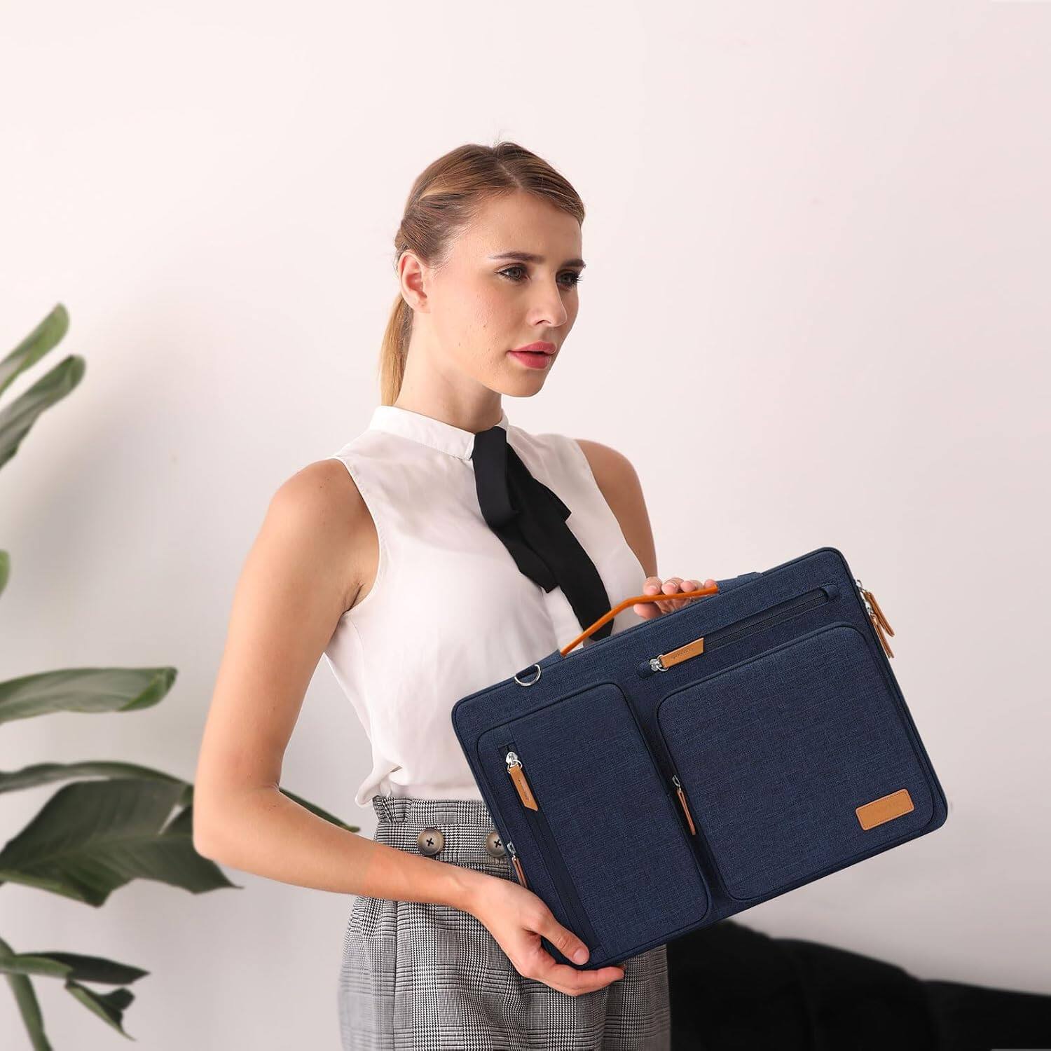 Alt View 3. mosiso - 360 Protective Laptop Shoulder Bag 15 inch Computer Messenger Bags for MacBook Air 15 M5 M4 M3 M2/Pro 15/Dell XPS Plus - Navy Blue.