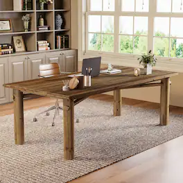 Tribesigns - Office Executive Desk with Solid Wood Construction, for Computer Work and Writing in Home Offices - Brown
