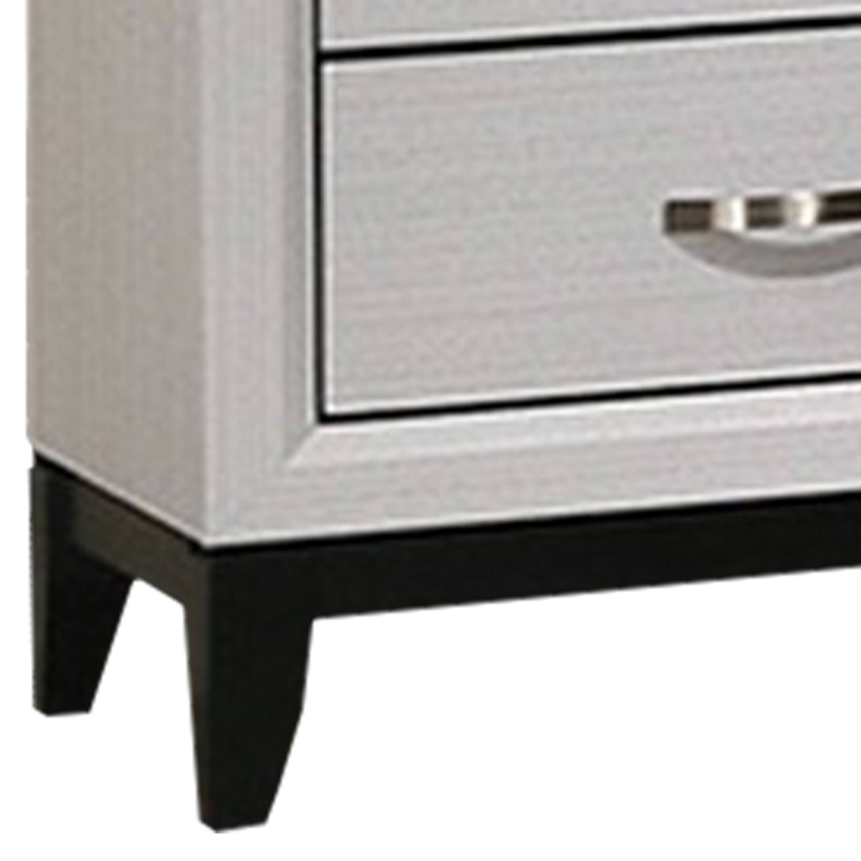 Alt View 2. Manhattan Lane - Erica Nightstand, 2 Drawers, White Wood Finished Frame, Metal Handles - White, Black, Nickel.