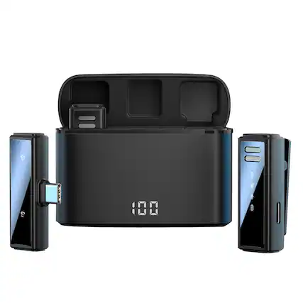 Front. Cluzine - Wireless Lavalier Microphone 2 Pack,Noise Canceling, Real-time Monitoring,for Live Stream.