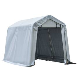 Outsunny - 6' x 8' Carport Portable Garage, Heavy Duty Storage Tent, Patio Storage Shelter w/ Anti-UV PE Cover - Light Gray
