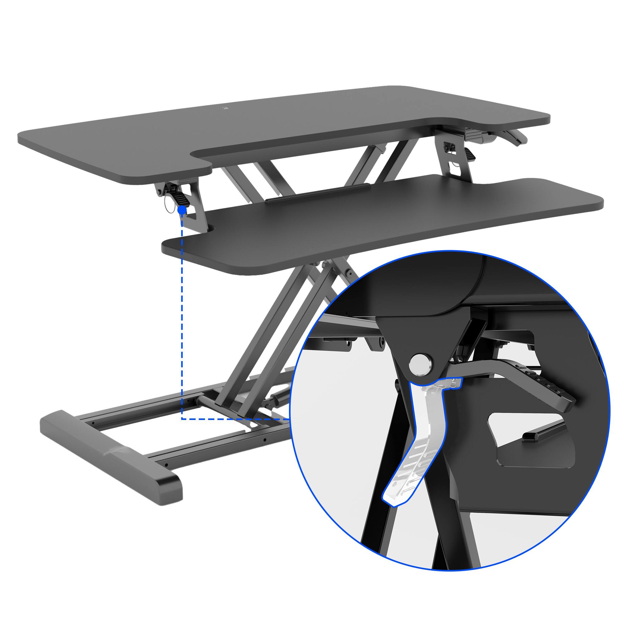 Angle. FlexiSpot - FlexiSpot M7 Series 32"W Manual Adjustable Standing Desk Converter, Black - Black.