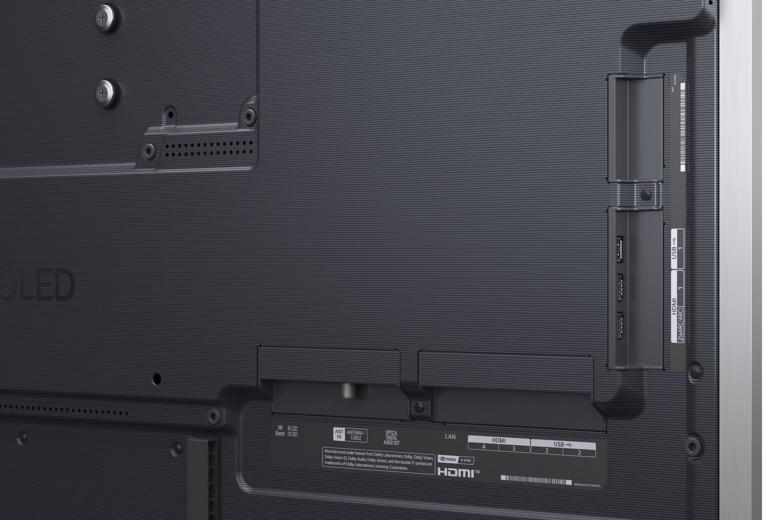 - OLED
- USB
- HDMI 2 (eARC/ARC)
- IR
- Baster
- SCOLY
- ANT
- ANTENNA
- OPTICAL IN CABLE
- DIGITAL AUDIO OUT
- LAN
- HDMI 4
- Manufactured under license from Dolby Laboratories, Dolby Vision, Dolby Audio, Dolby Vision, Dolby Vision, Dolby Atmos, and the double-D symbol are trademarks of Dolby Laboratories Licensing Corporation
- HOMI™
- USB 2
- HDMI 1
- HDMI 2